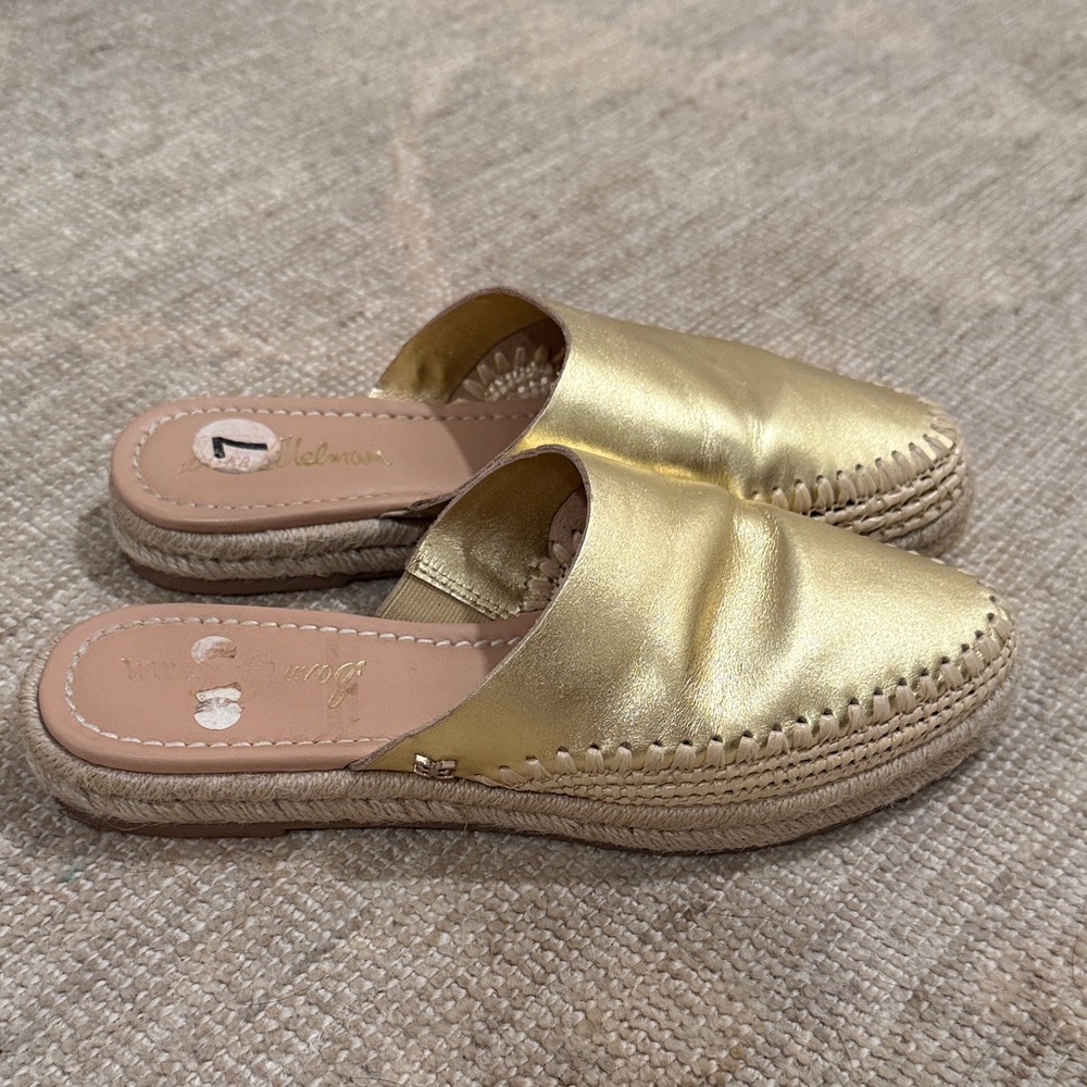 Sam Edelman Gold Leather Mules